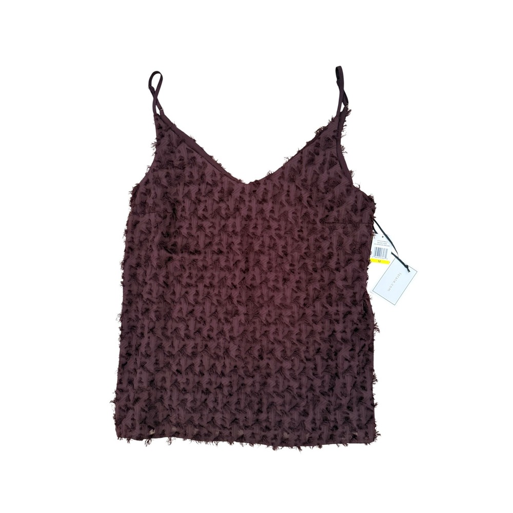 1.STATE Burgundy Fringed Eyelash V-Neck Camisole Tank Top NWT Size M